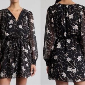 Elizabeth And James Black Floral Shift Dress Size S